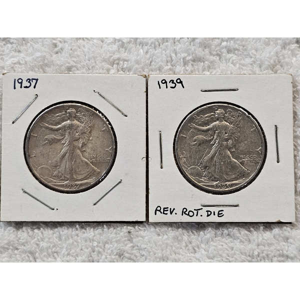 2 90% Silver Walking Liberty Half-Dollar Coins - AFV $1