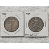Image 1 : 2 90% Silver Walking Liberty Half-Dollar Coins - AFV $1