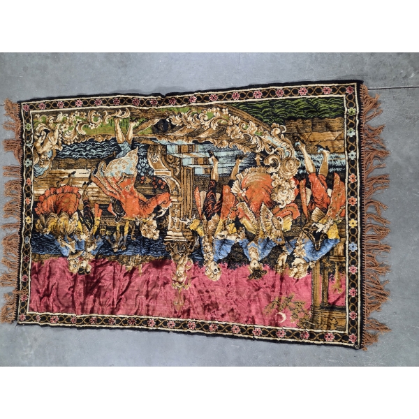 Fabulous Historical Scene Velvet Type Vintage Tapestries 39''x60'' & 45''x23''