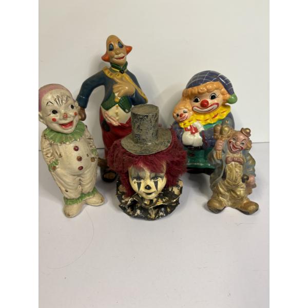 Assorted Clown Figurines - Total of 5