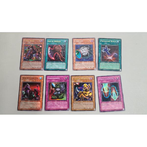 Lot of 8 Assorted Yu-Gi-Oh Trading Cards Including Strike Ninja, Magic Cylinder & More