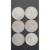 Image 2 : (6) Assorted Years/Mint Marks United States 90% Silver Franklin Half Dollars - Face Value: $3.00