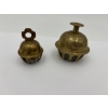 Image 1 : Small Vintage Indian Brass Elephant Claw Bells Featuring floral patterns - 3 inches tall 