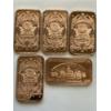 Image 2 : 5- Limited Edition Copper Design AVDP oz .999 Fine Copper Bars