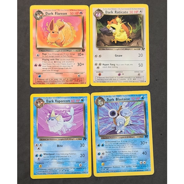 Collection Of (4) Pokémon TCG Trading Cards From The Team Rocket Set  