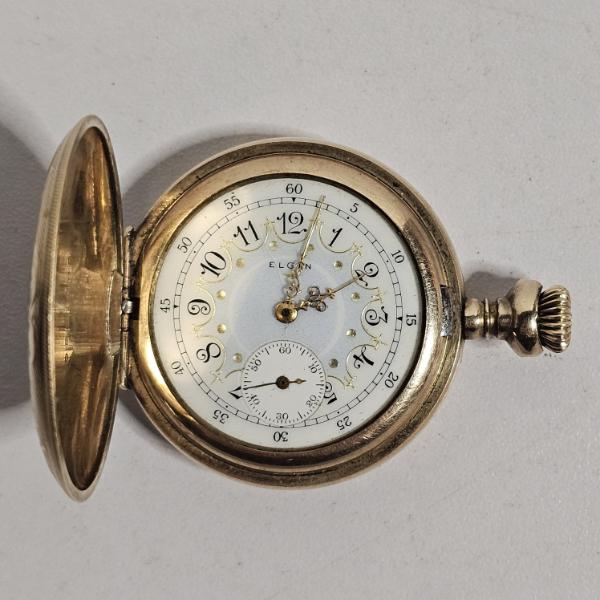 Antique Elgin 15 Jewels Pocket Watch In Union Gold Filled Hunting Case (see description)