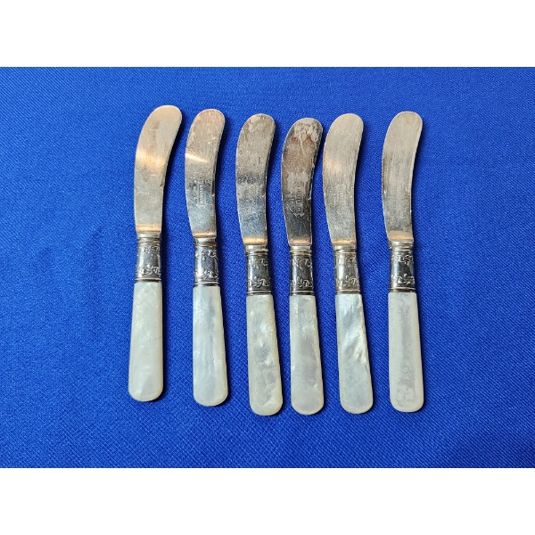 Lot of 6 Universal L.F. & C. Sterling Silver & Mother of Pearl Handle Knives TW:140.5g