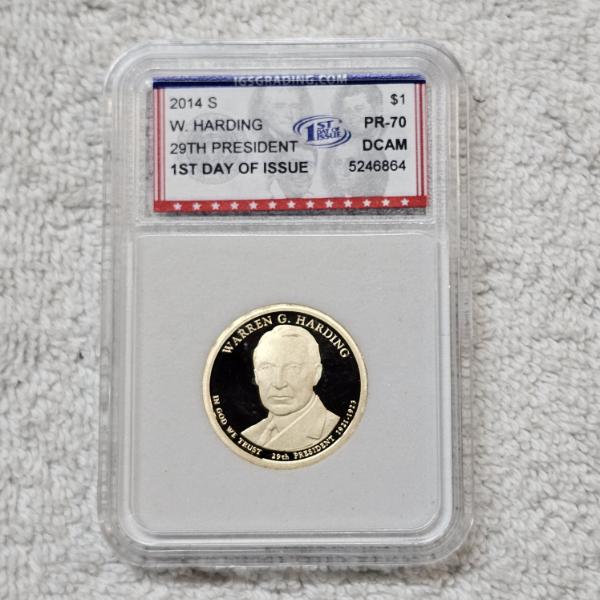 2014-S Warren G. Harding Presidential Dollar Proof graded PR70 DCAM by IGS Grading