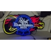 Image 5 : Very Illuminating Modern Pabst Blue Ribbon Beer Neon Style  Bar/ Beer Hanging Sign - Excellent!
