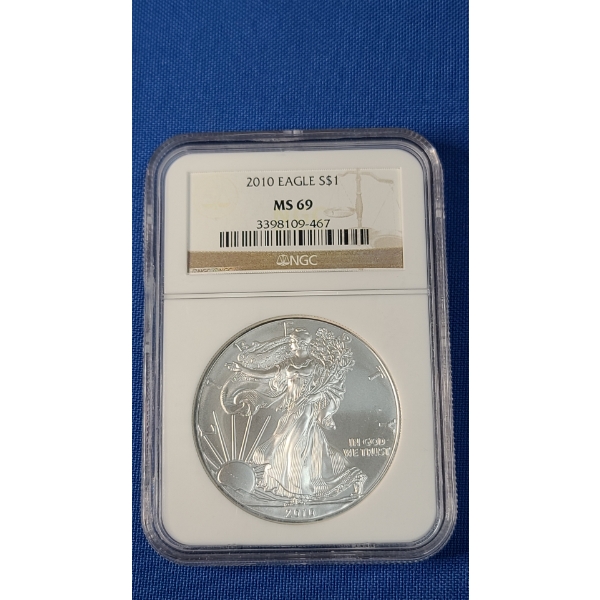 2010 NGC MS 69 1 oz .999 Fine Silver American Eagle