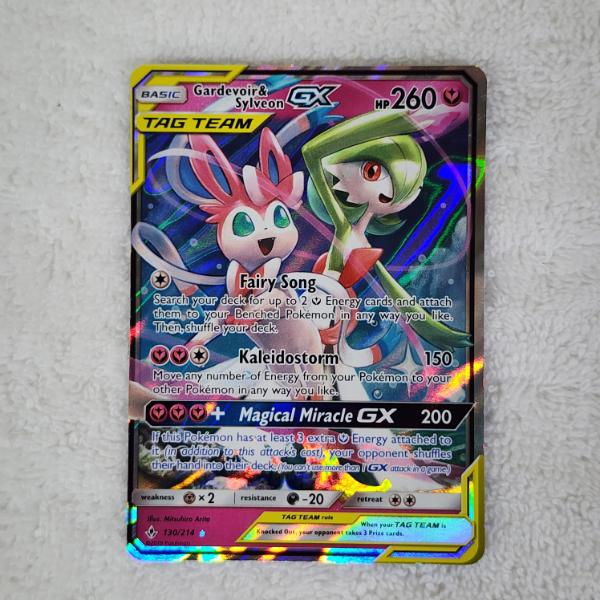 Gardevoir & Sylveon GX 130/214 Holo Rare Tag Team 2019 Pokemon Trading Card 