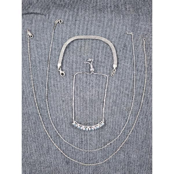 Four Sterling Silver Jewelry Pieces ~ Two Necklaces & Two Bracelets ~ Total Weight 12.3 Grams