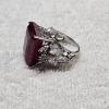 Image 2 : ELEGANT!!! Sterling Silver Emerald Cut Ruby Cocktail Ring - Size 5.5 (13.5g)