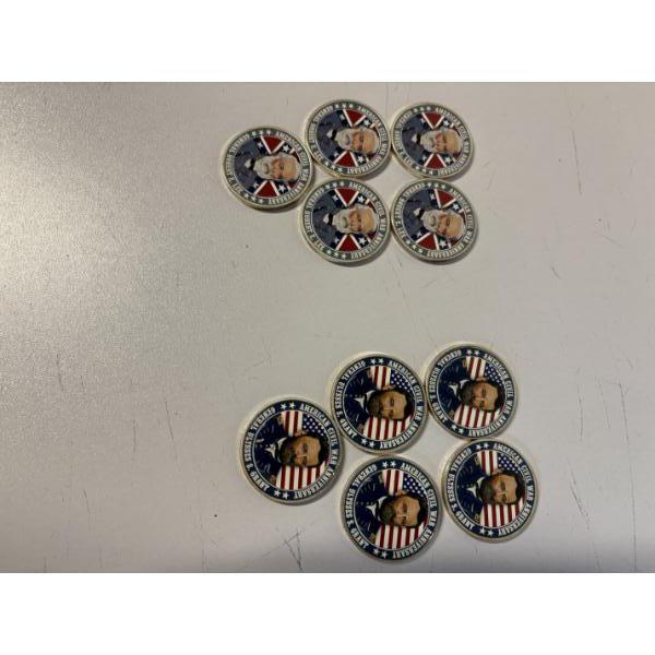 American Civil War Anniversary Coins - Set of 10 - Ulysses S. Grant (5) - Robert E. Lee (5) 