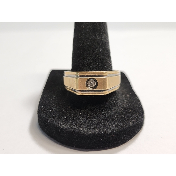 14K Gold Men's Solitaire Diamond Ring Size 11 TW: 8.0g