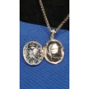 Image 3 : Sterling Silver Locket Necklace With Diamonds - Total Weight: 21.2g