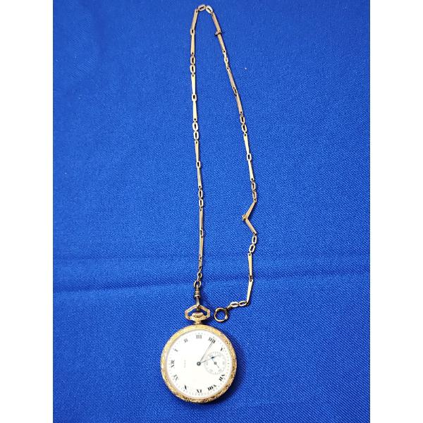 10K Gold-Filled Elgin 17 Jewels Pocket Watch & Chain TW: 67.5g
