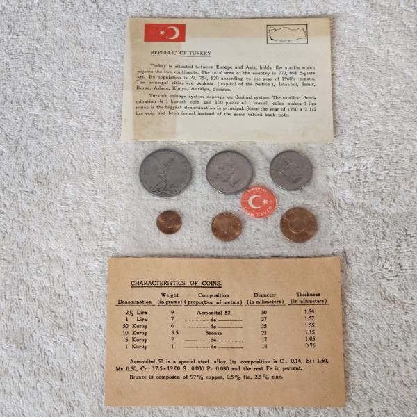 Vintage 1972 Republic Of Turkey Istanbul State Mint 6 Piece Uncirculated Coin Set