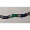 Image 3 : Stamped "970" Silver Green Malachite & Blue Lapis Lazuli 7.5" Bracelet (Missing Hinge Pin) - 12g