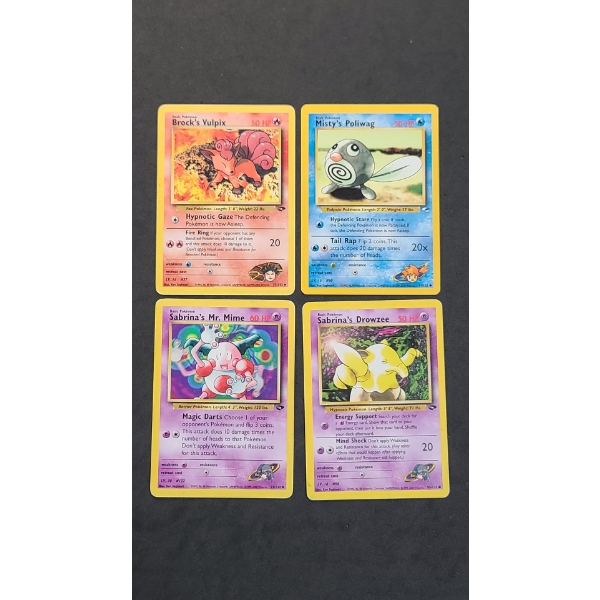 Collection Of (4) Vintage Pokémon TCG Cards Including Some From The Gym Challenge & Gym Heroes Sets
