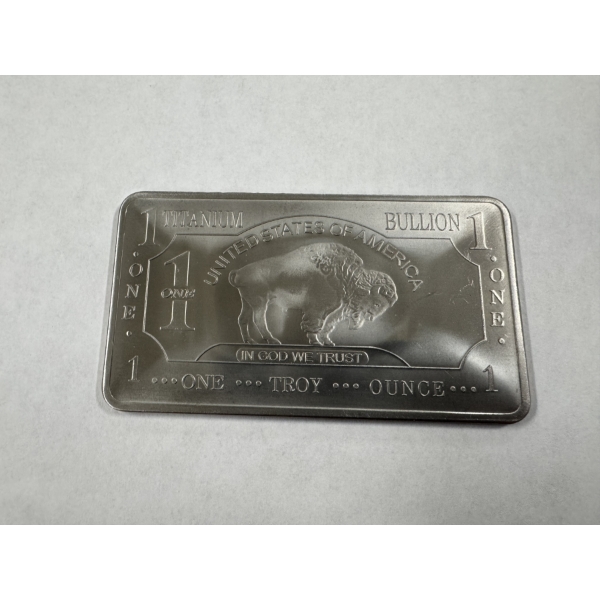 Buffalo .999 Fine Titanium One Troy Ounce Bar - Mint Condition - Exceptional Piece