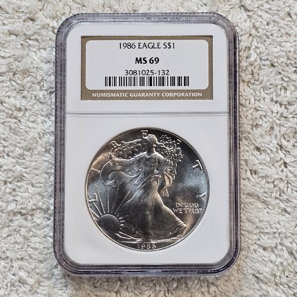 NGC MS69 Graded 1986 .999 Fine Silver 1oz. Eagle