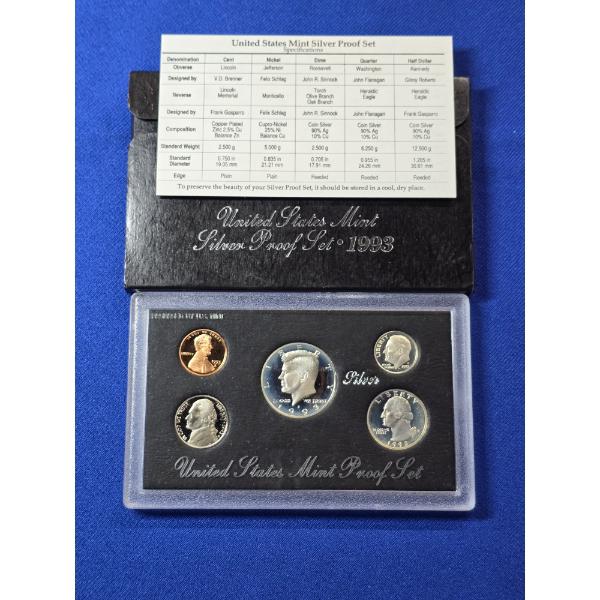 1993-S United States Mint Silver Proof Set in Original Box w/ COA