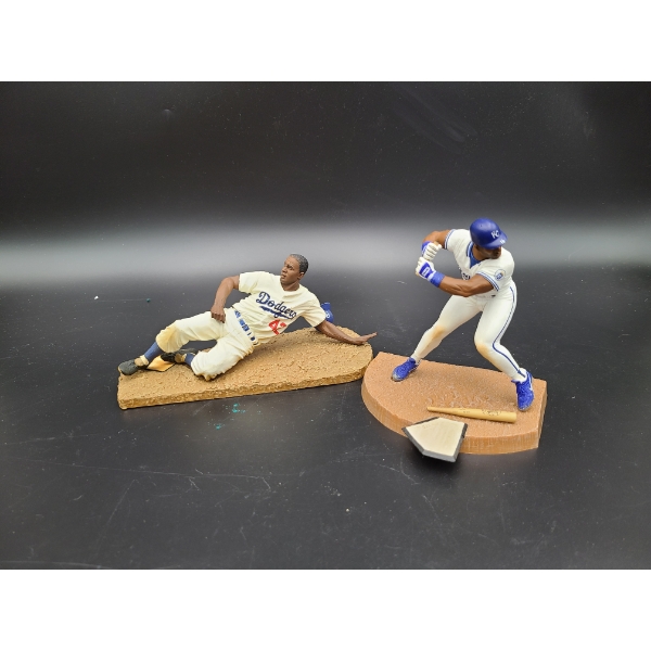 Jackie Robinson & Bo Jackson Baseball Figurines with Stand - Dodgers #42 & Kansas City Royals #16