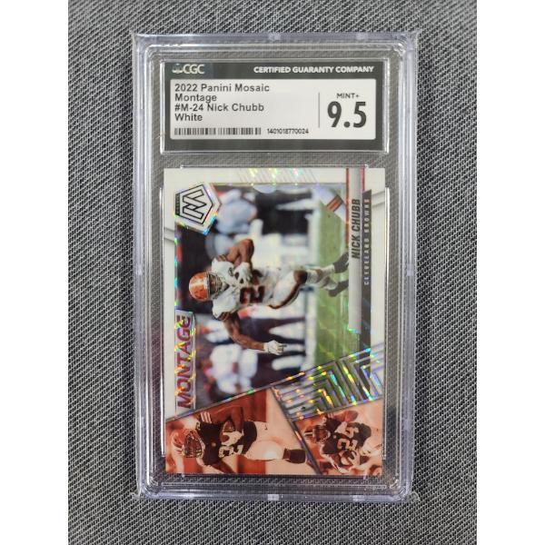 CGC 9.5 Mint 2022 Panini Mosaic Montage #m-24 Nick Chubb White - 22/25