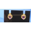 Image 2 : 14K Gold Pendant & Earring Set With Beautiful Purple Stones - Total Weight: 2.0g