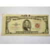 Image 1 : United States Series 1953-B Red Seal $5 Bill - In Protective Holder 