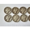 Image 2 : x10 Assorted Years & Mint Marks U.S. 90% Silver Mercury Dimes FV: $1.00