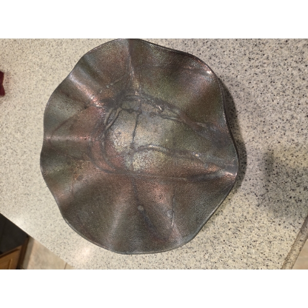 Raku Bowl On Stand, Stone Candle Rest & Faux Plant