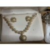 Image 2 : Lot of Costume Jewelry - Pins - Necklace and Earrings in Box - Broches - Pearls - Horse