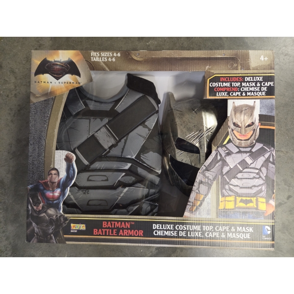 Brand New Size 4-6 Batman Battle Armor Costume Includes Top, Cape & Mask! 