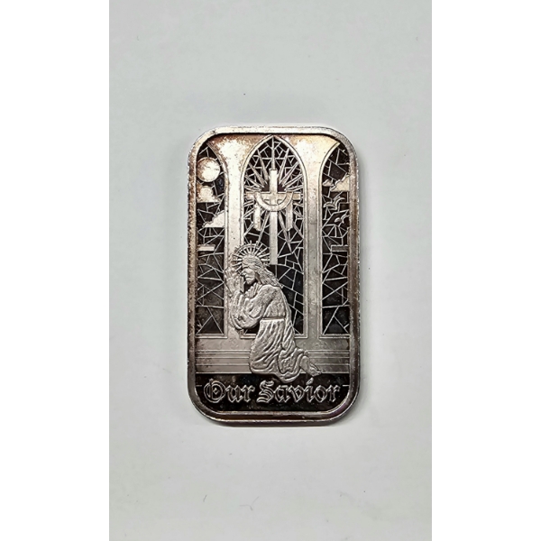 1 oz Silver Bar .999 Fine Silver ft. "Our Savior"