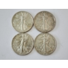 Image 1 : Four Assorted Years 90% Silver Walking Liberty Half Dollars - FV: $2.00