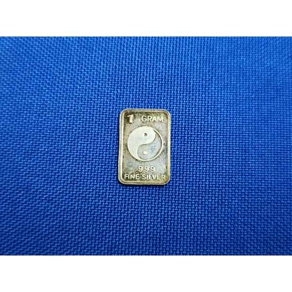 1 Gram .999 Fine Silver Bar - Yin-Yang Design