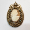 Image 2 : Gold-Tone Cameo Jewelry: Large Pin Brooch & Lucerne Swiss-Made Pendant Watch 