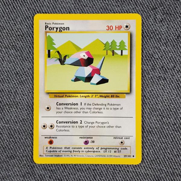 Porygon 39/102 Uncommon Vintage Base Set Pokemon Trading Card in Near Mint Condition!