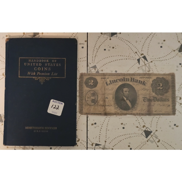 1960 Handbook of United States Coins 19th Ed. with 1862 $2 Lincoln Bank Bill