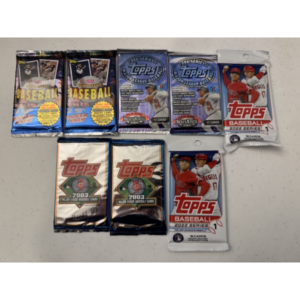 8 - Unopened Packs of Topps Baseball Cards - 1995, 1996, 2003 & 2022