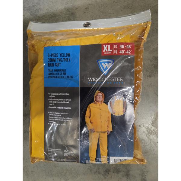 WestChester XL 3 Piece Yellow PVC/Poly Durable Rain Protection Suit 