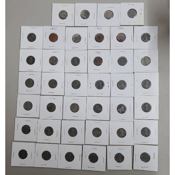 (40) 1943 Lincoln Steel Cents - Face Value: $0.40