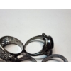 Image 6 : Five Assorted Sterling Silver Rings - Onyx, Various Styles TW: 19.0g