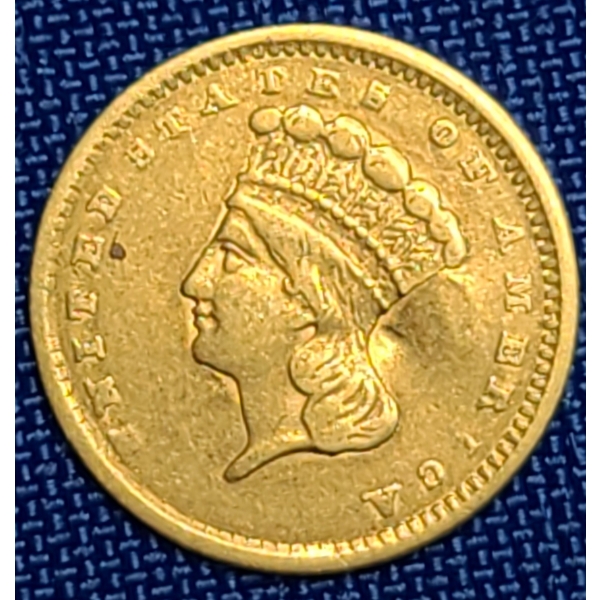 United States 1856 Type 3 Indian Princess Large Head 90% Gold Dollar Coin - AGW: 0.0484oz