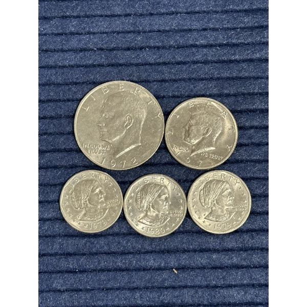 Assorted U.S. Currency Including Wide Rim Susan B. Anthony Dollar