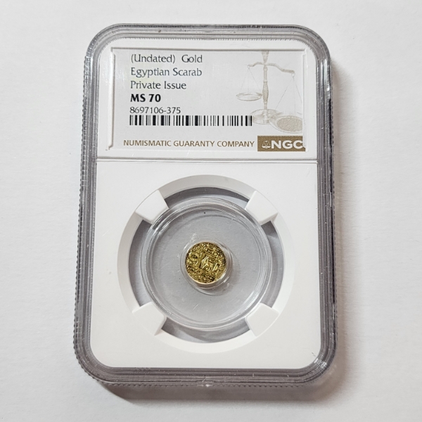 NGC MS70 Undated GOLD Egyptian Scarab Private Issue 1/1000th ozt .9999 Fine Gold 