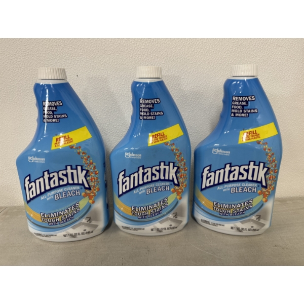 3 - Large Bottles of Fantastik Cleaner Refill - Brand New - You Get 3 Bottles For One Bid!
