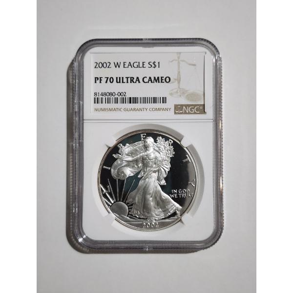 2002-W Silver 1 Oz PROOF American Eagle NGC PF70 ULTRA CAMEO GRADED Round From West Point Mint